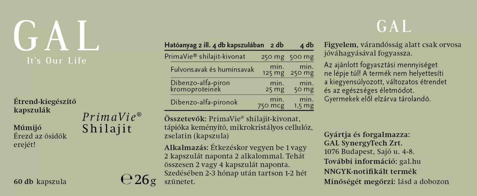 GAL Primavie® Shilajit 60 kapszula - Image 5