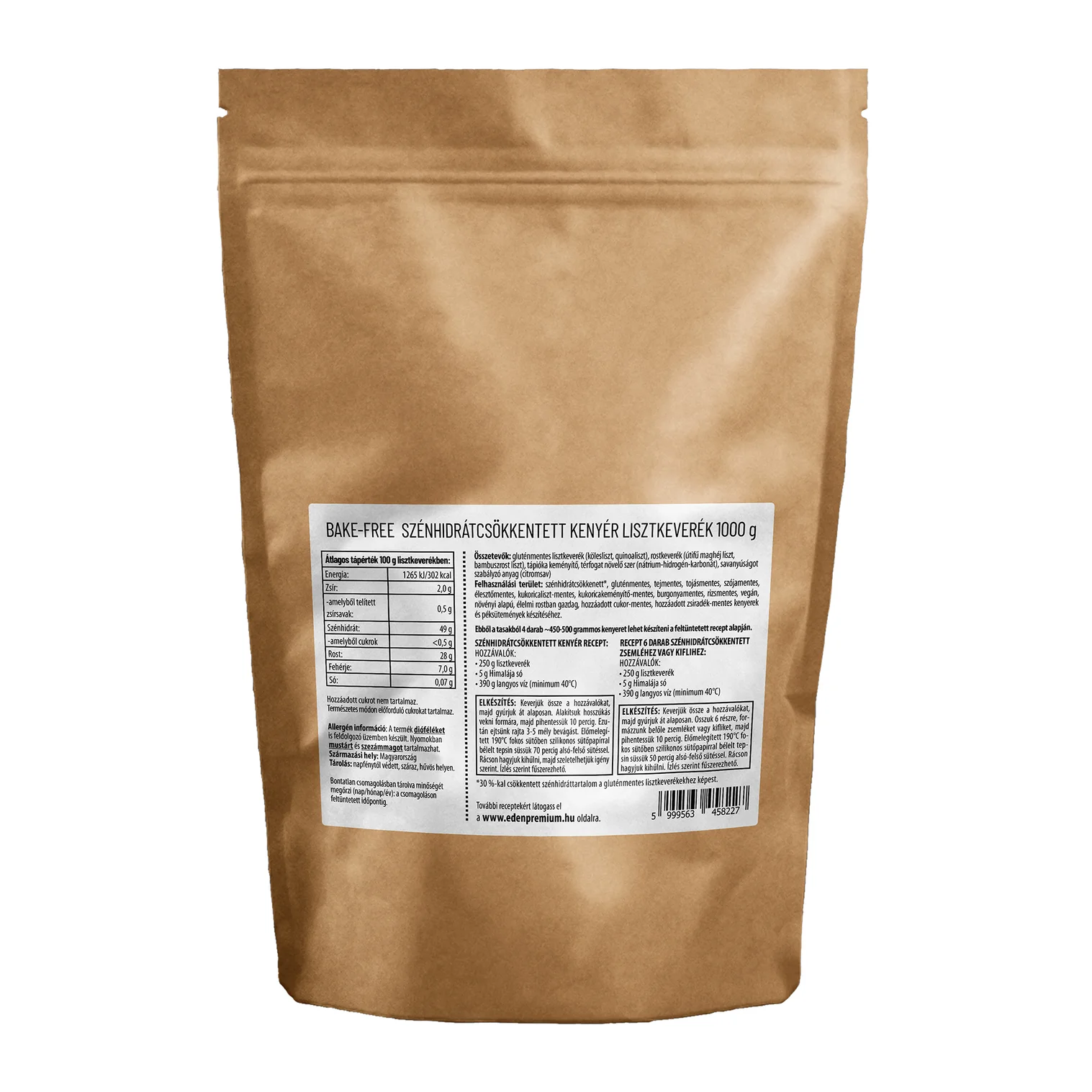 Bake-Free Szénhidrátcsökkentett kenyér lisztkeverék 1000g - Image 2