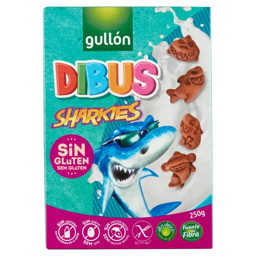 Gullón Dibus Sharkies - gluténmentes reggeliző keksz 250 g