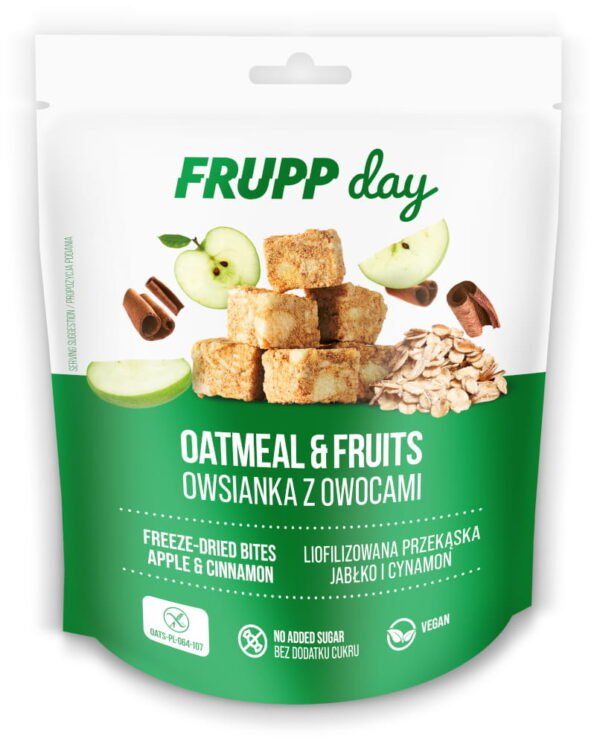 Frupp Day kocka snack falatok zabpehellyel és liofilizált almával,fahéjjal 25g