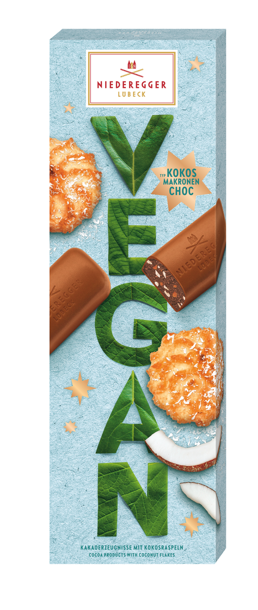 Nideregger Lübeck VEGÁN Csokoládé Klasszikus "Kókusz macaron", 100g